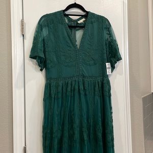 NEW w Tags art + ephect | Size L | green bohemian pattern | long dress